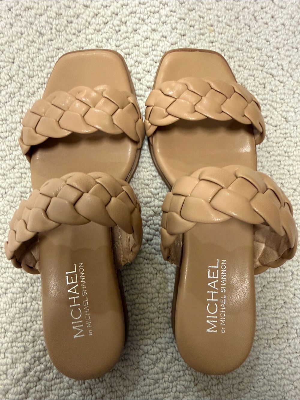 Michael Shannon Braided Tan Slide Mules